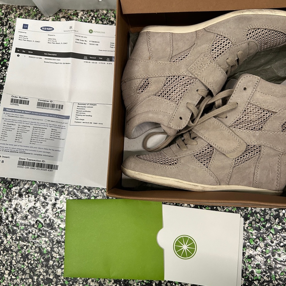 Tan High-Top Sneakers with original box $195 receipt size 9 ladies